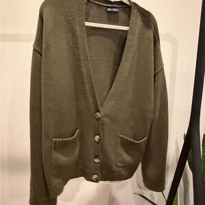 GAP Army Green Button-Up Cardigan